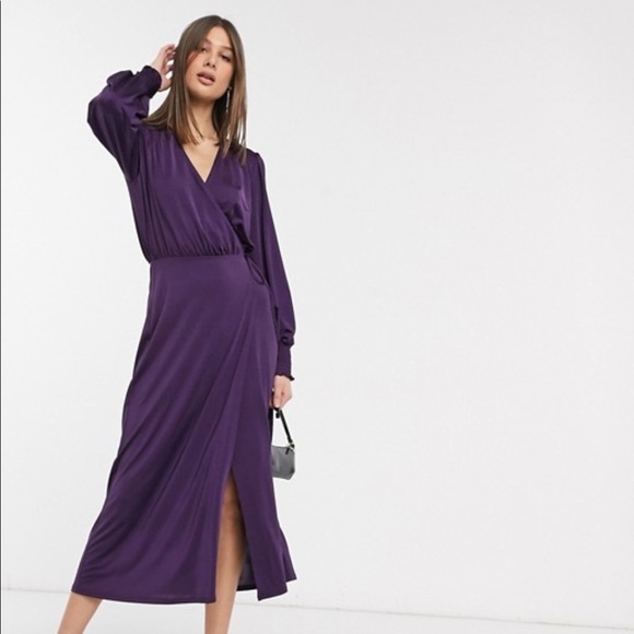 ASOS Dresses & Skirts - ASOS DESIGN Tall Jersey Satin Wrap Midi Dress